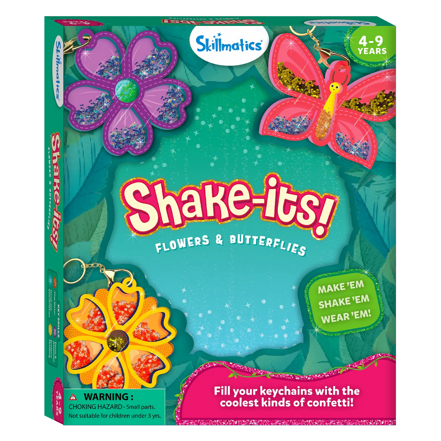 Shake-its: Flowers & Butterflies | DIY Craft Kit with Keychains (ages 4-9)