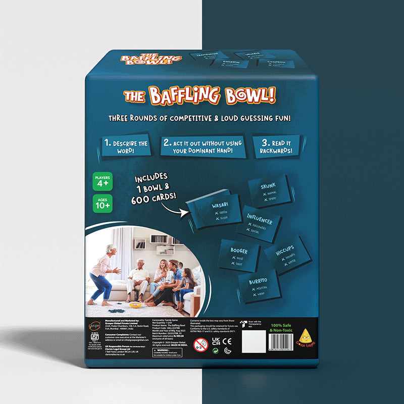 The Baffling Bowl Game Box for Ages 10 and Up showing a fun puzzle challenge