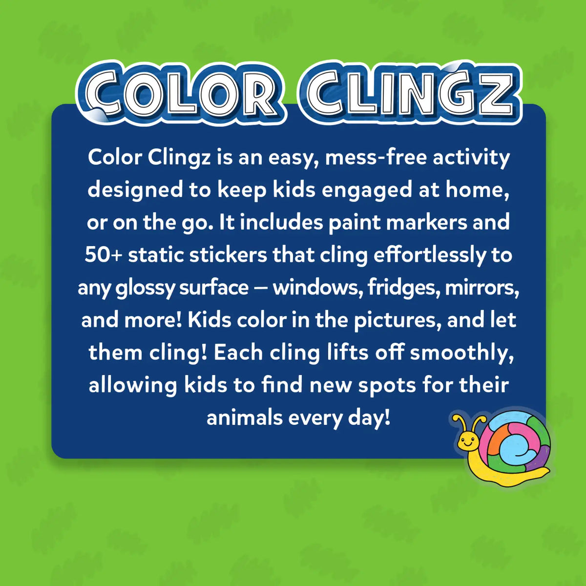 Color Clingz Amazing Animals | 50+ Reusable Mess-Free Static Stickers