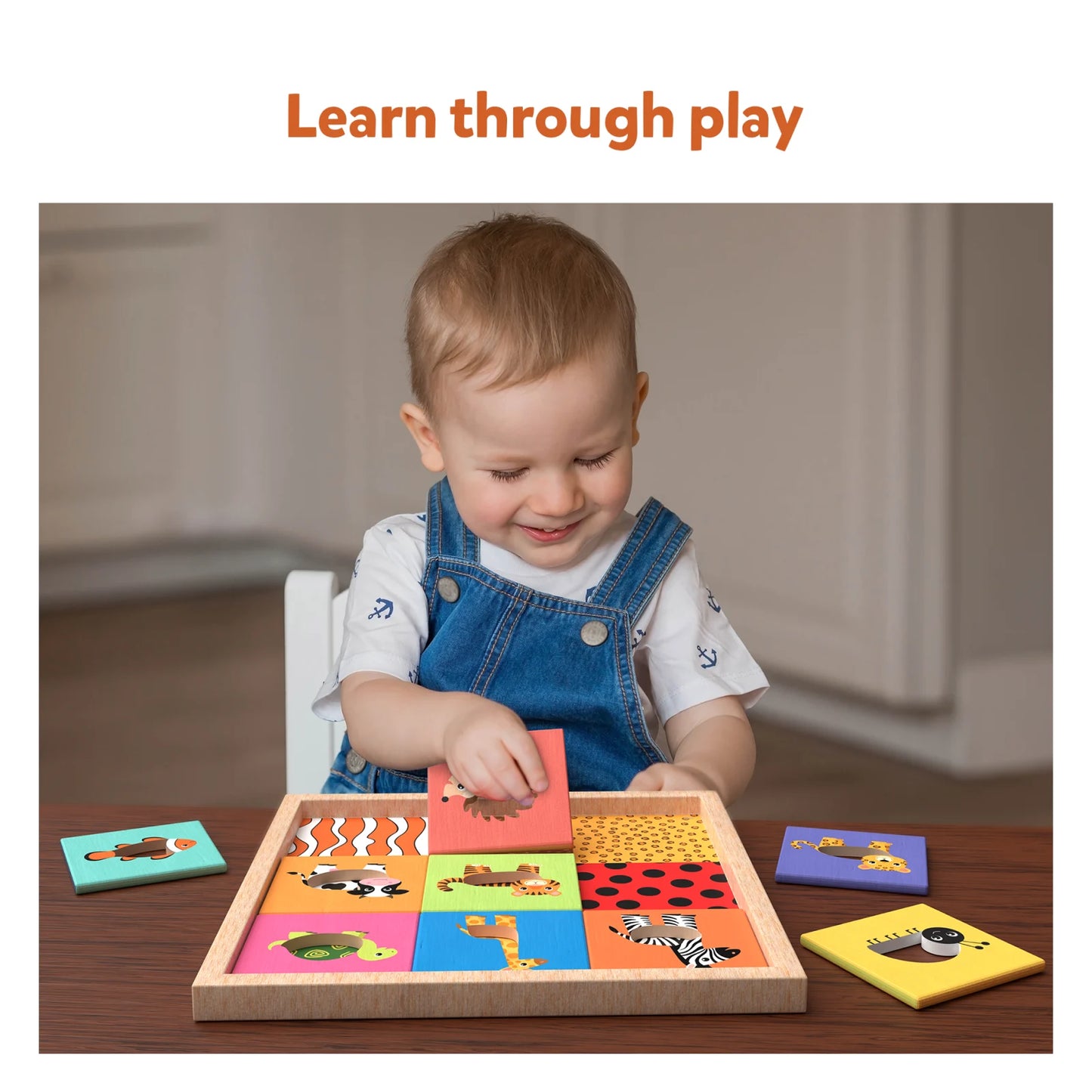 Child’s animal-themed puzzle from Animal Pattern Puzzle Set for learning and matching