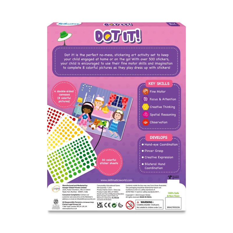 Dot It! Sticker Art Set Packaging for Dress Up No Mess Sticker Art for Kids Age 3-7