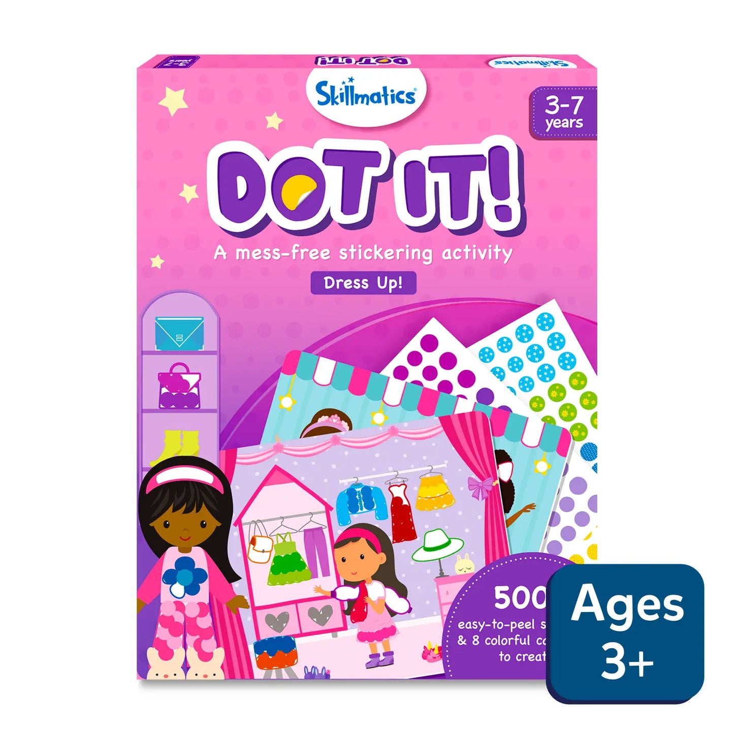 Dot It! Dress Up sticker activity kit for ages 3 to 7 featuring colorful sticker art