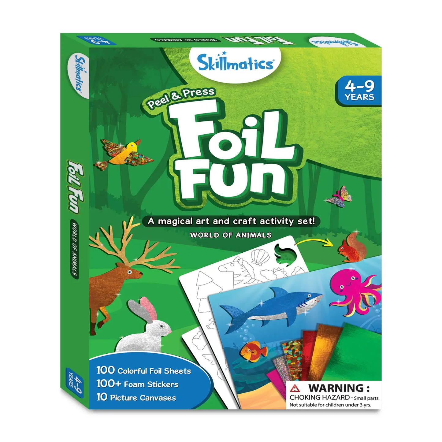 Skillmatics Foil Fun Art Set for Kids Age 4-9 featuring animal-themed foil art activities