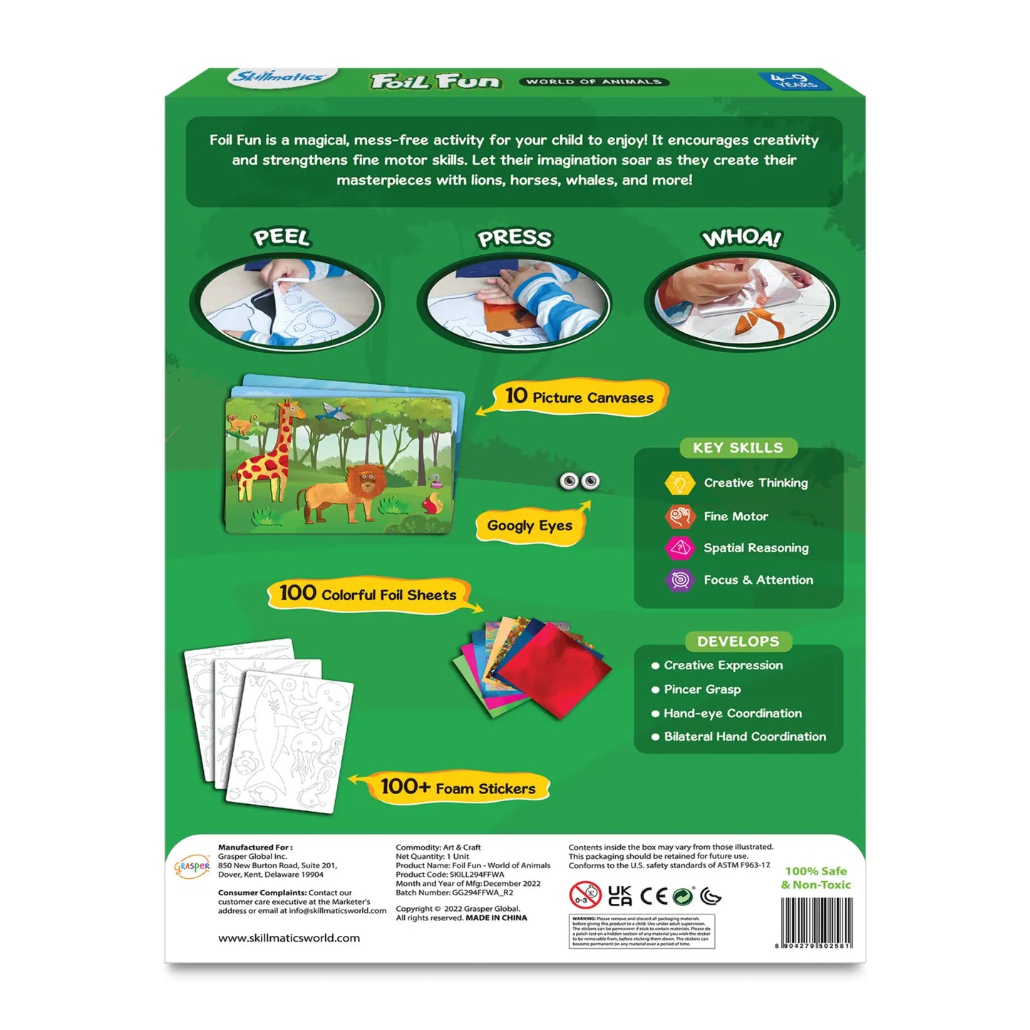 Foil Fun activity kit featuring world of animals for kids ages 4 to 9