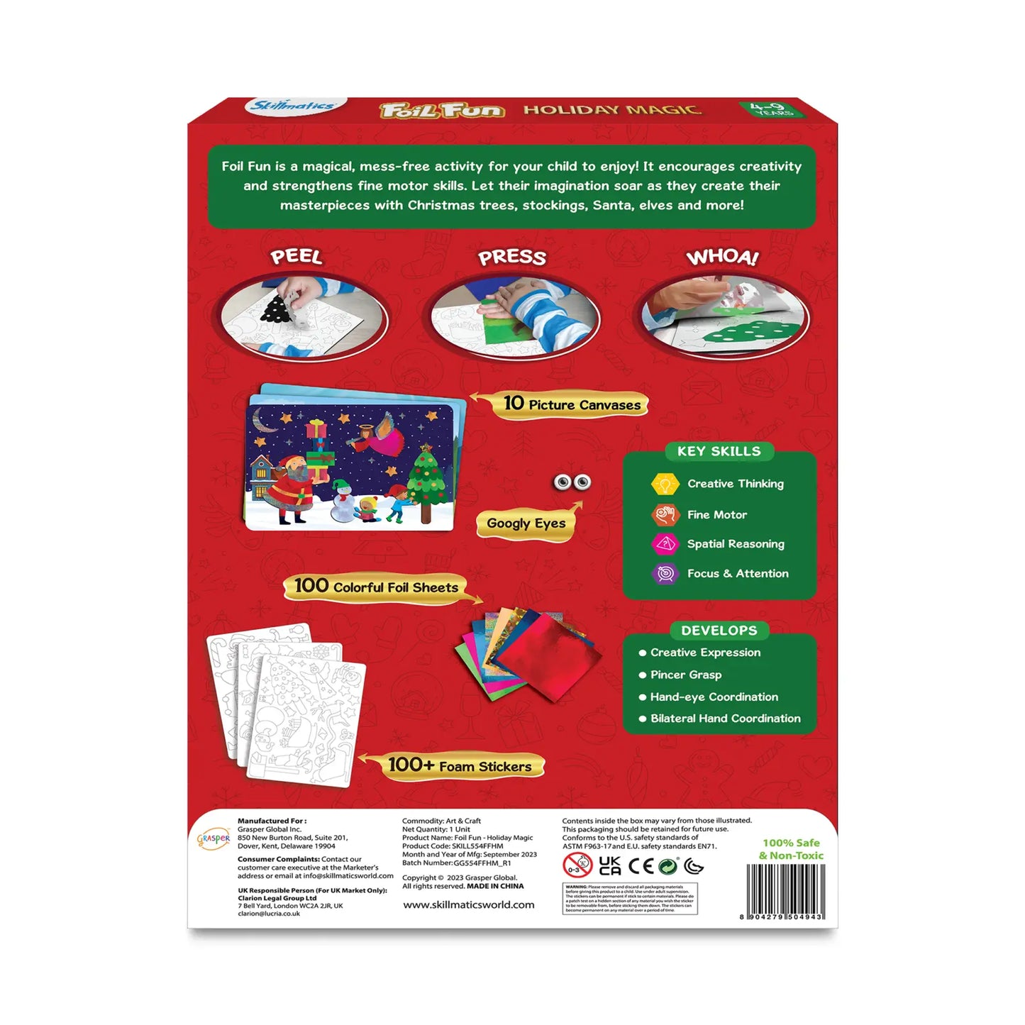 Holiday-themed craft kit packaging for Foil Fun Holiday Magic No Mess Art Kit for kids