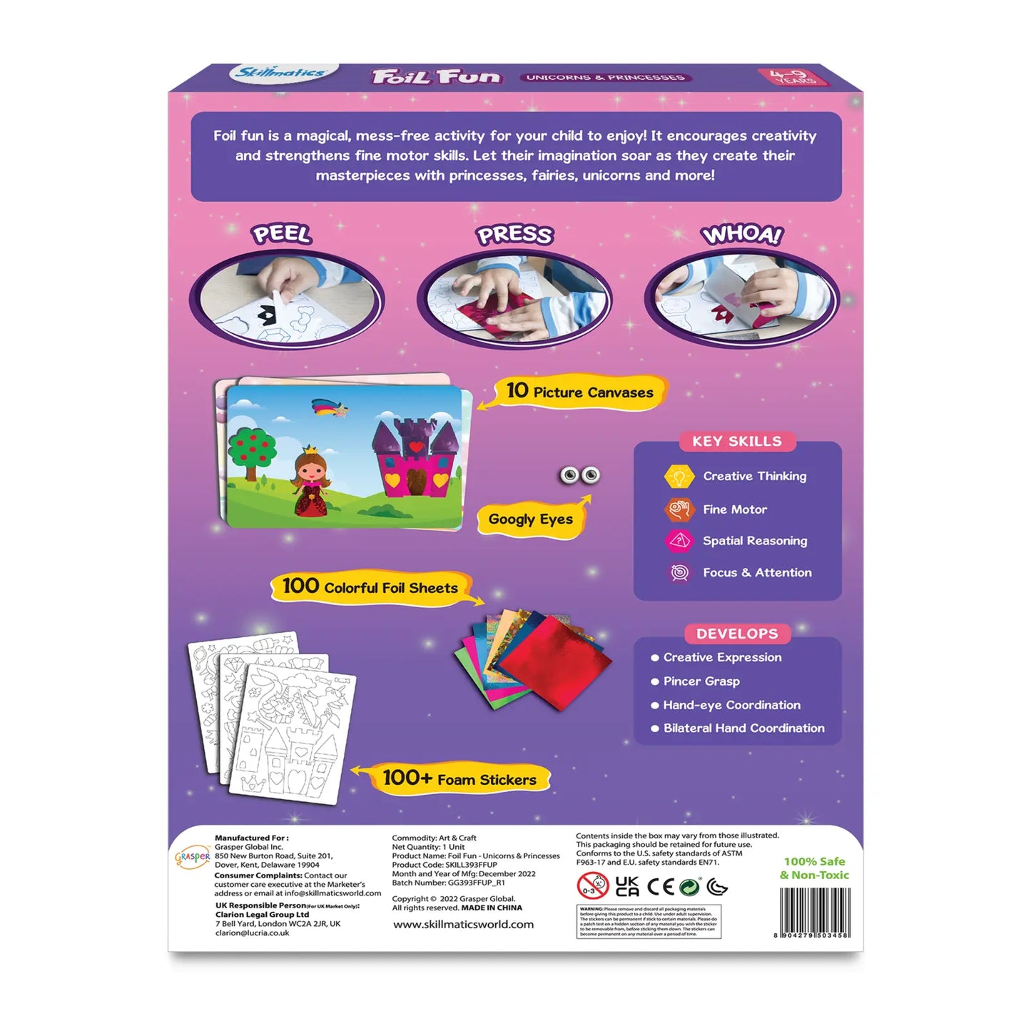 Foil Fun activity kit featuring unicorn and princess themes for kids ages 4-9
