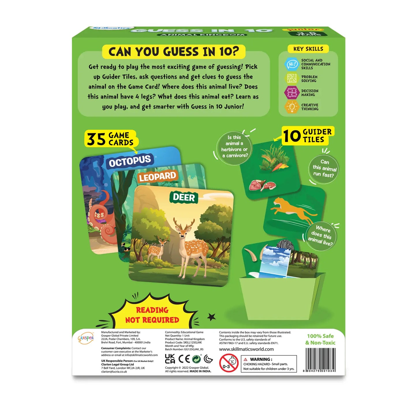 Guess in 10 Junior Animal Kingdom board game for ages 3-6 featuring fun animal trivia