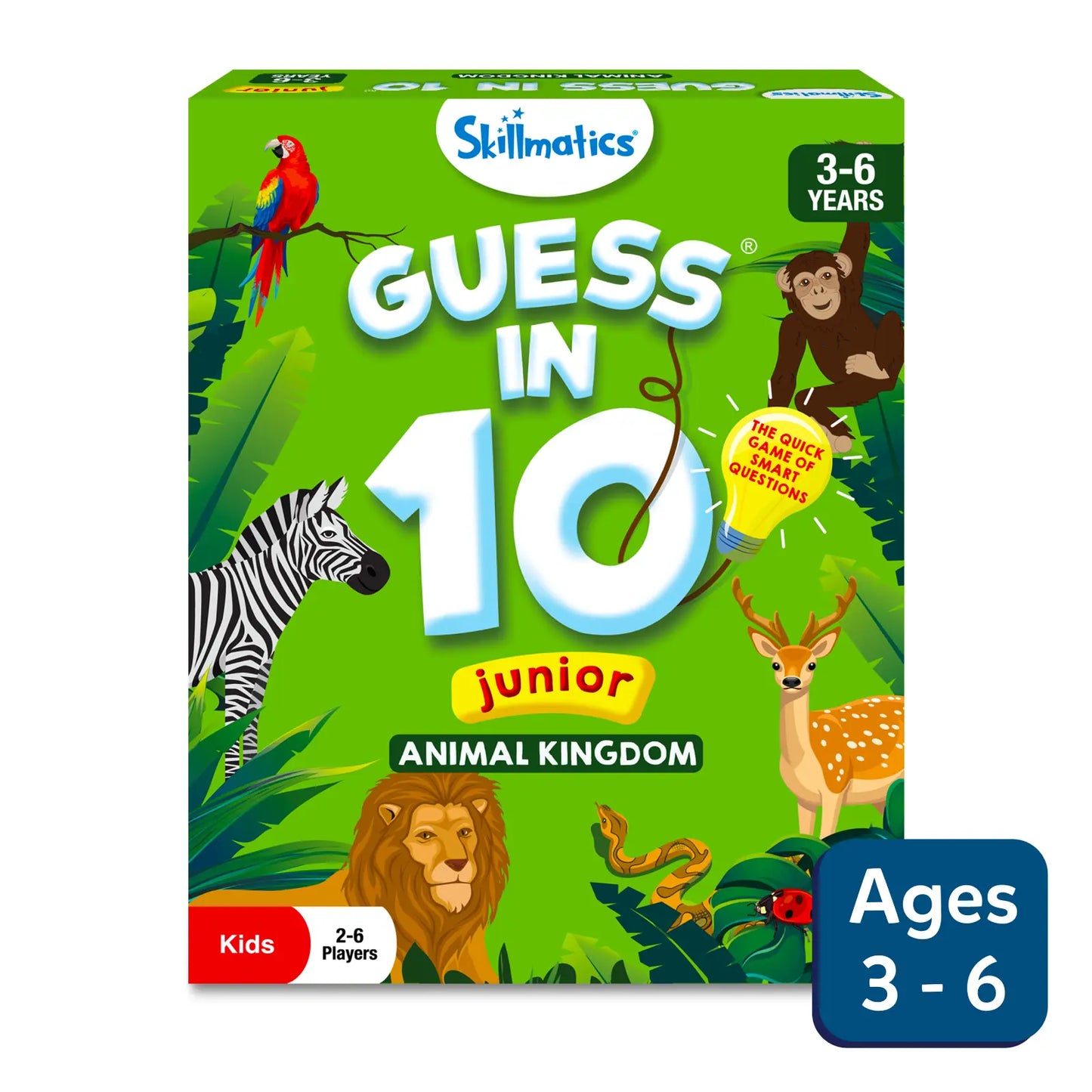 Guess in 10 Junior Animal Kingdom trivia card game for kids ages 3 to 6