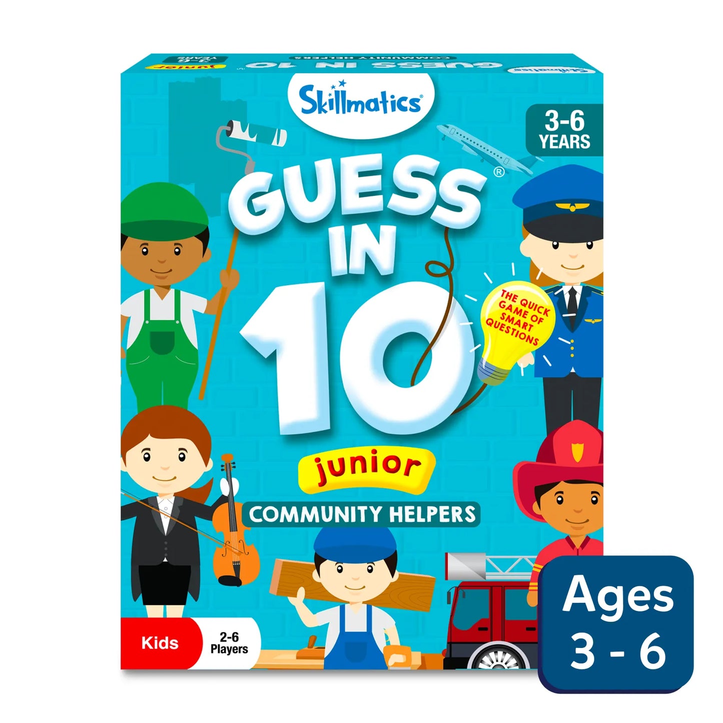 Guess in 10 Junior community helpers game box for kids ages 3-6, educational trivia card game