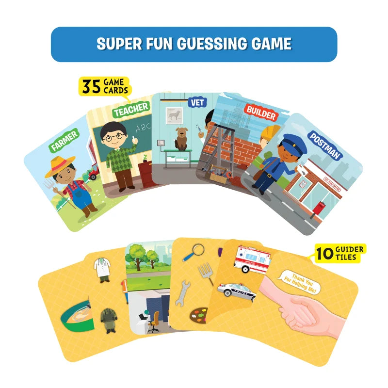 Children playing occupation guessing game from Community Helpers product