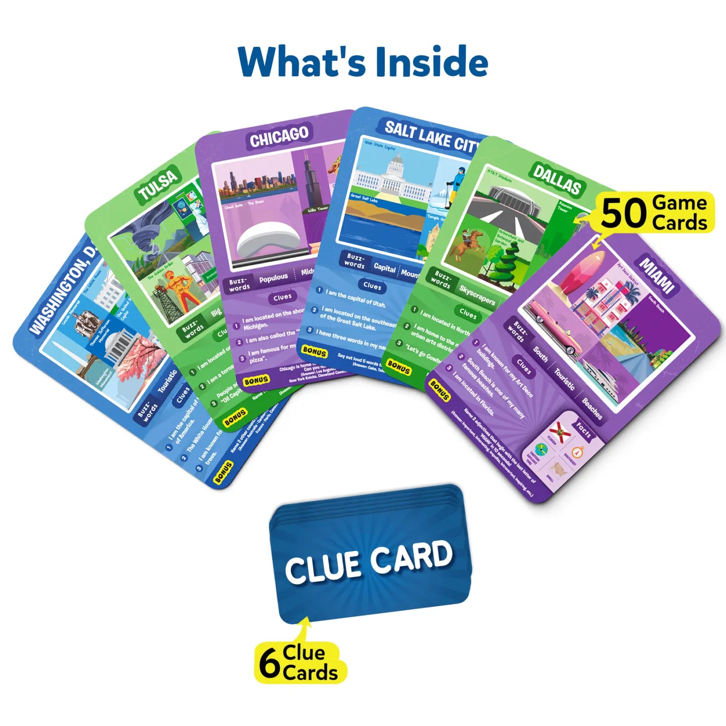 City-themed card game from Guess in 10: American Cities trivia set for ages 8+