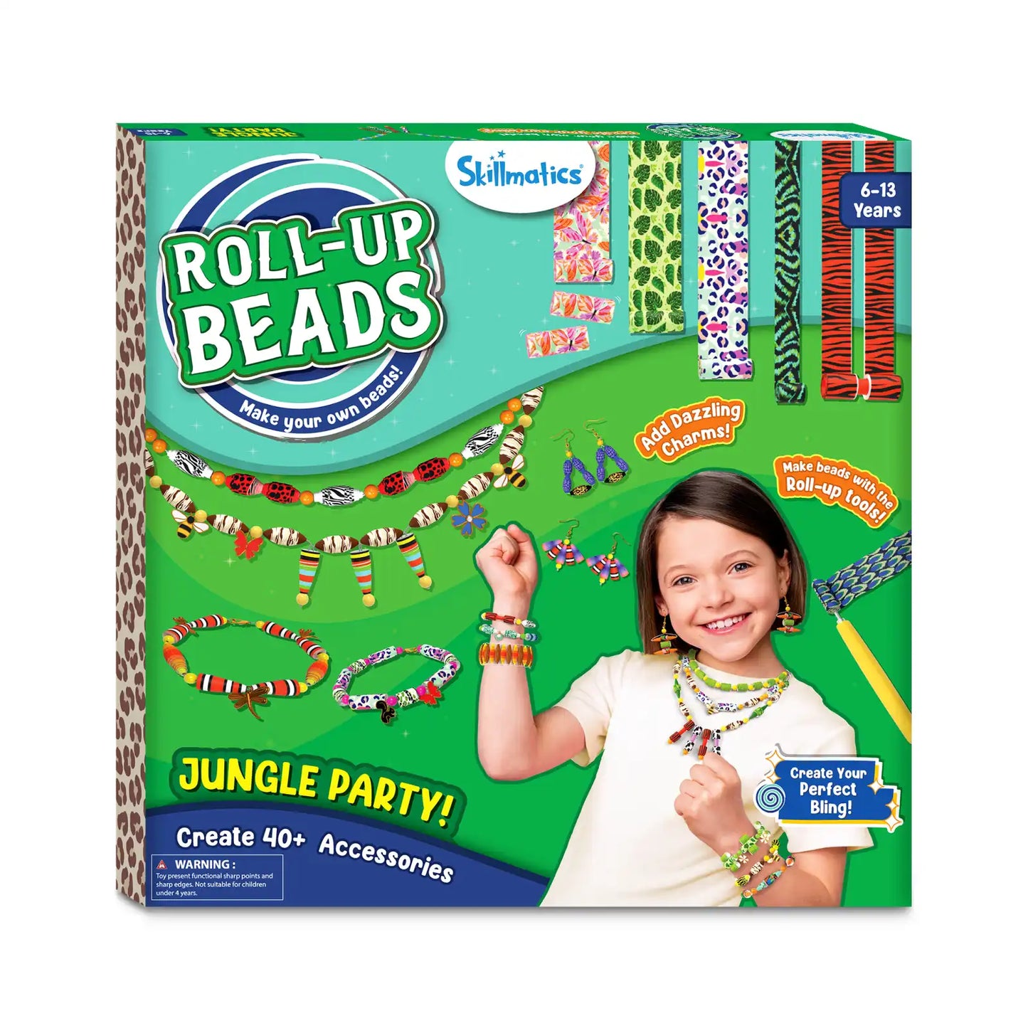 Roll-up beads craft kit for Jungle Party DIY jewelry project for ages 6-13