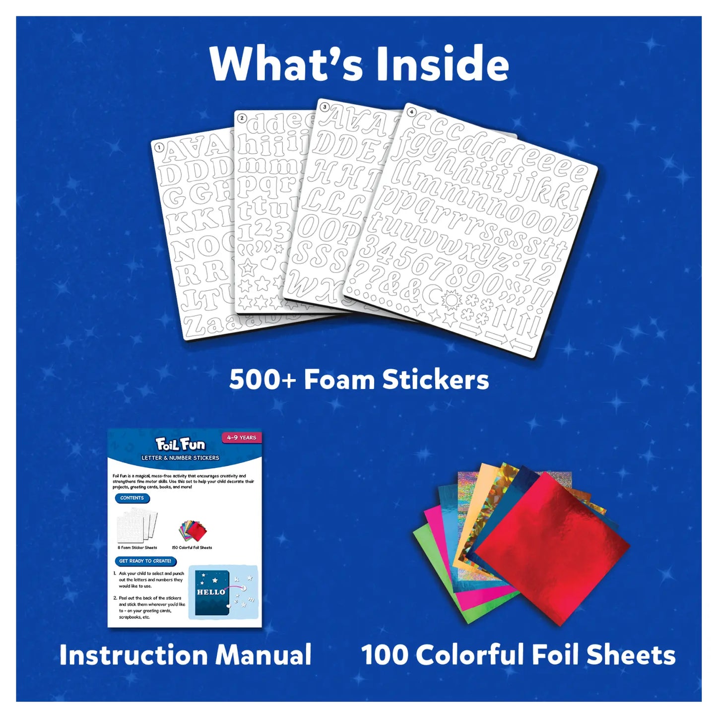 Foil Art Kit with Letter and Number Stickers for Kids ages 5 and up