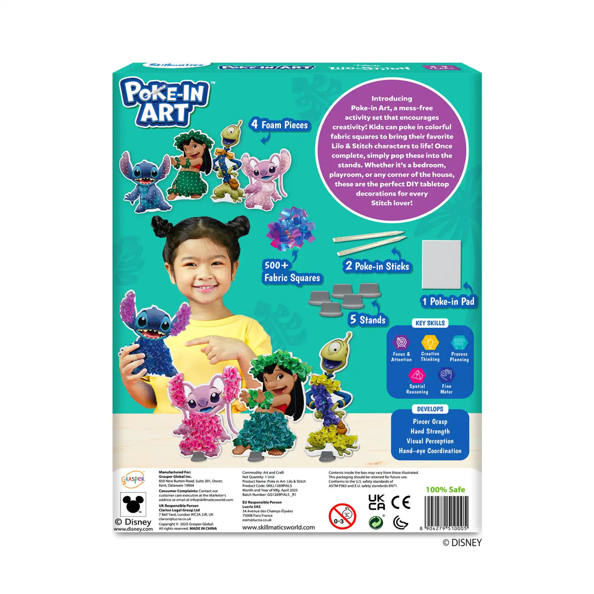 Disney Lilo & Stitch Poke-In Art craft kit with foam pieces fabric squares and stands