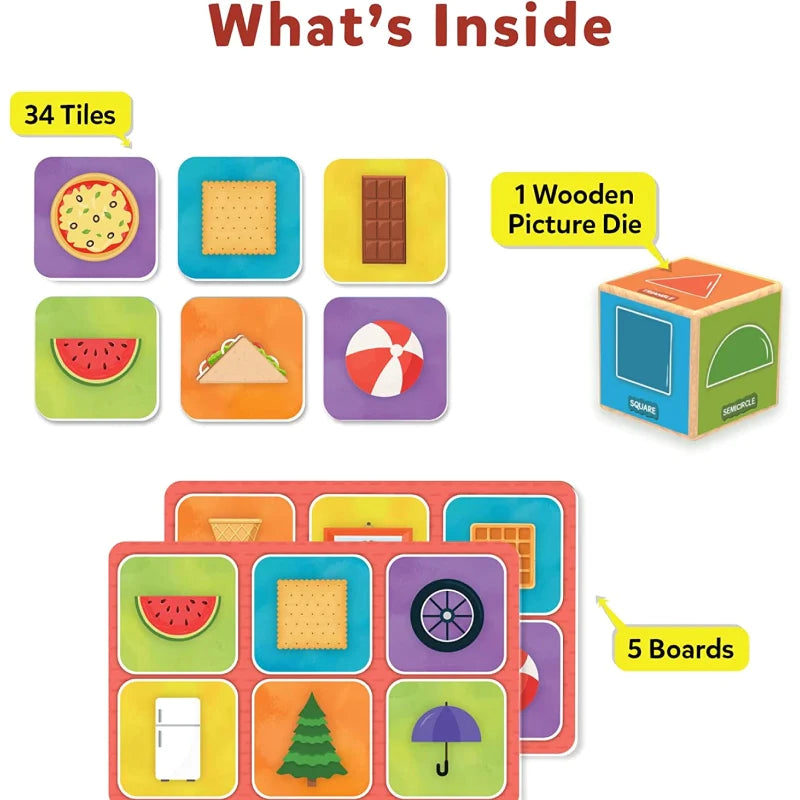 Matching game components for Memory Match Shapes Around Us educational toy