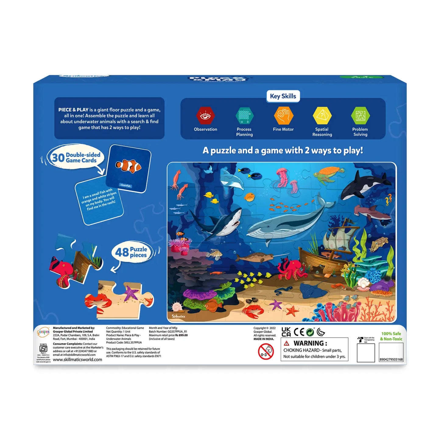 Underwater-themed puzzle box featuring colorful marine animals for kids ages 3-7