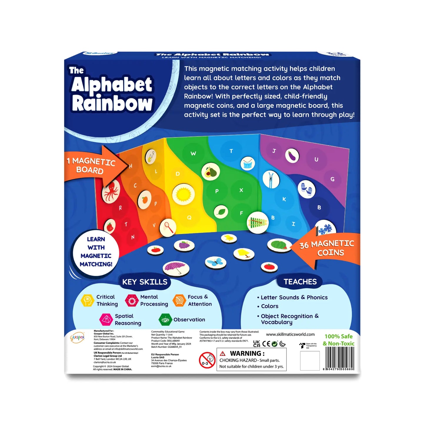 Alphabet Rainbow Magnetic Matching Activity for Kids Ages 3 to 6