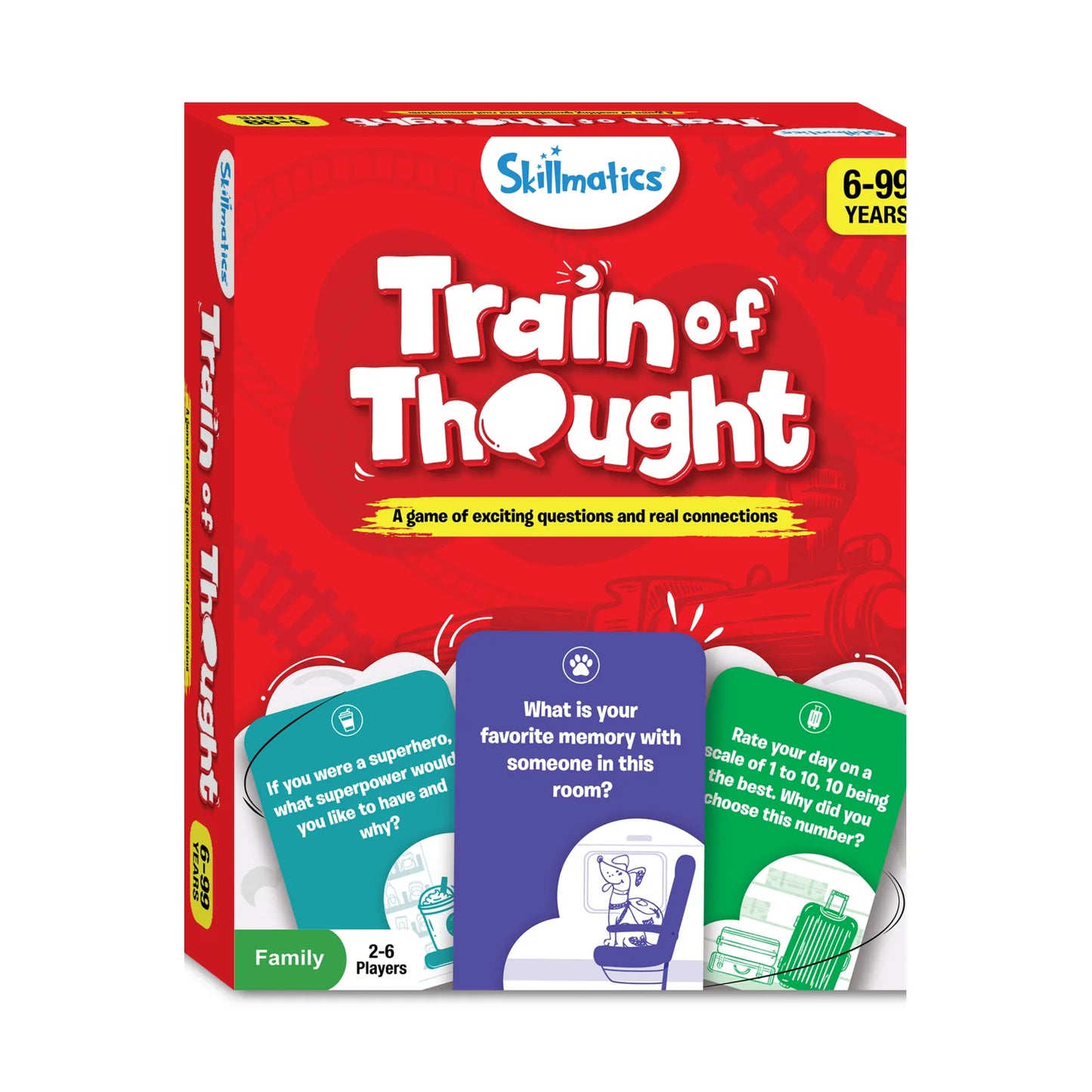 Train of Thought family game box for conversation starters age 6 plus