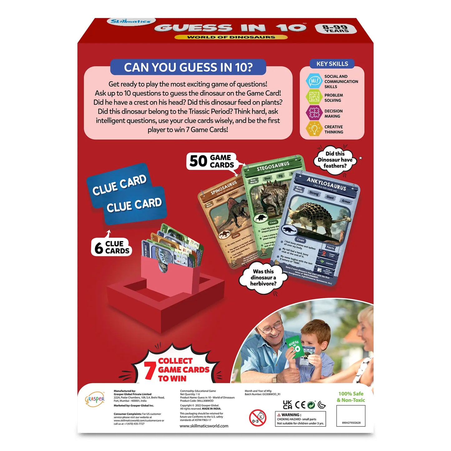 Skillmatics Card Game Guess in 10 World of Dinosaurs for ages 8 and up