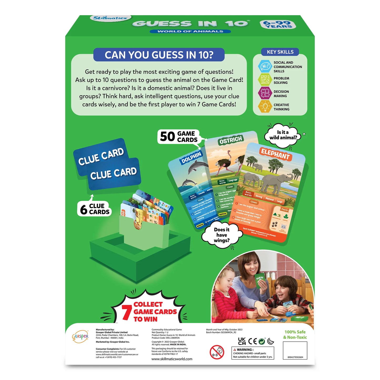 Guess in 10 Animal Card Game for Kids Ages 6 and Up from Skillmatics World of Animals