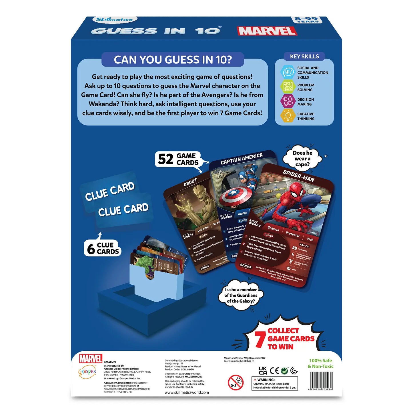 Marvel Guess in 10 game from Skillmatics Marvel Card Game for ages 8 and up