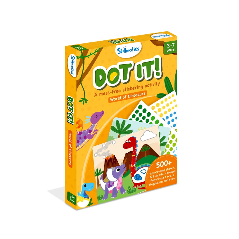 Dot It World of Dinosaurs sticker activity box from Dot it! Dinosaur-themed fun