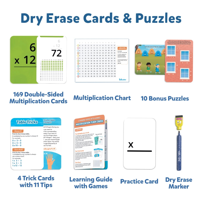 Multiplication Learning Kit with Flash Cards for Kids Educational Math Tool