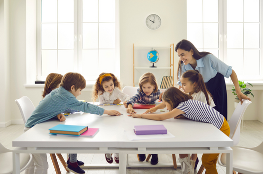 Kids playing games in the classroom