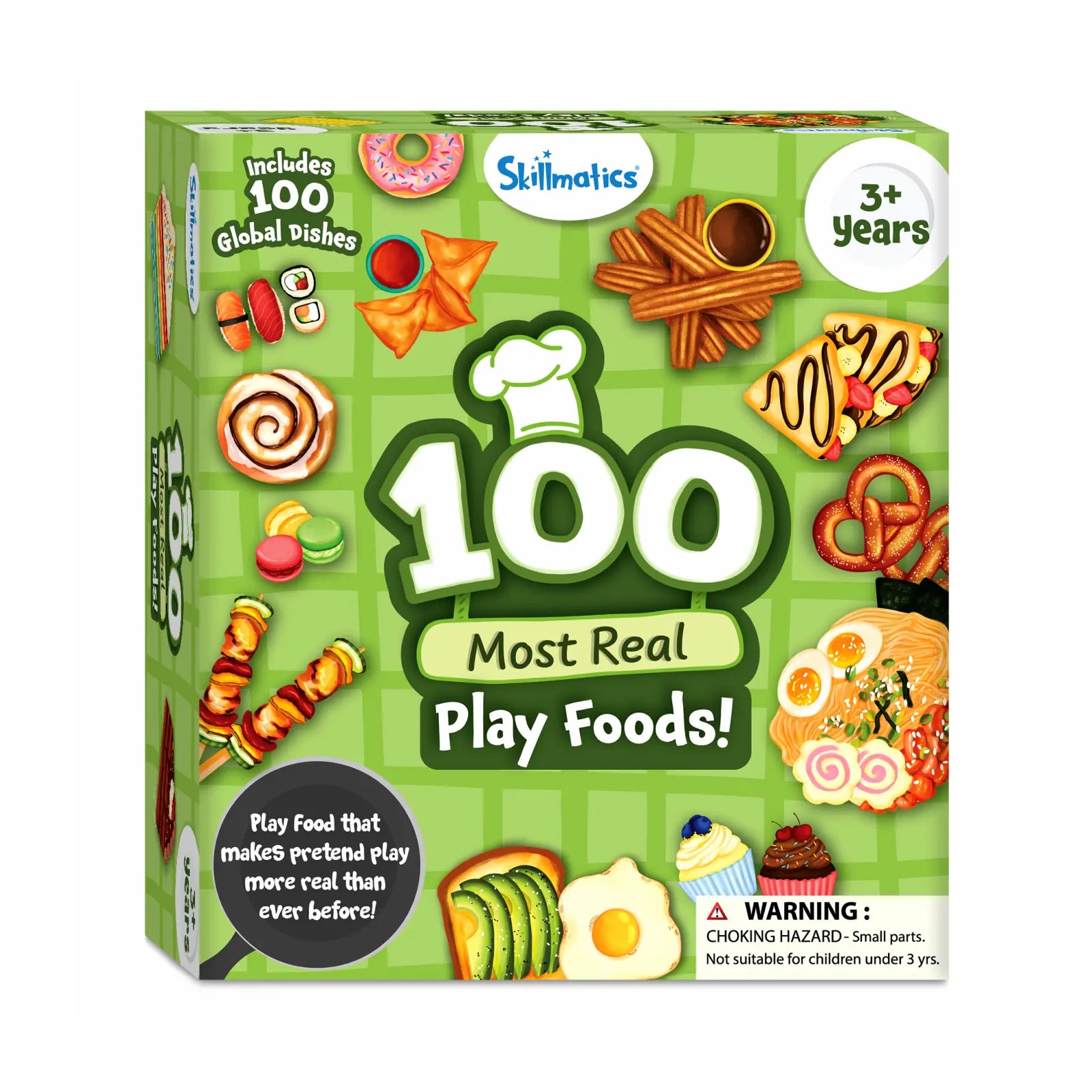 Play food set box with colorful pretend food for realistic toddler play ages 3 and up