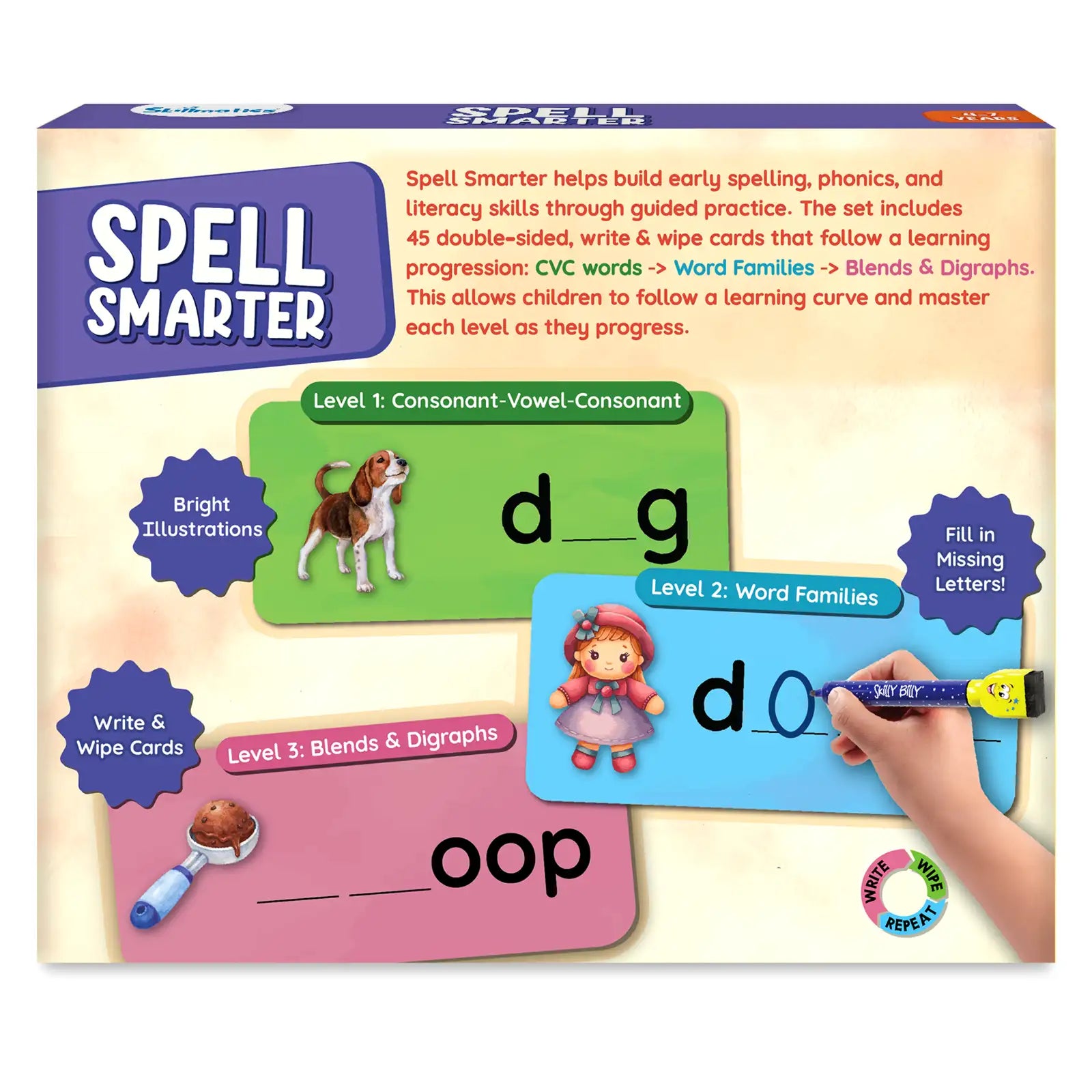 Spell Smarter | Spelling and Phonics Write & Wipe Cards (ages 4- 7)