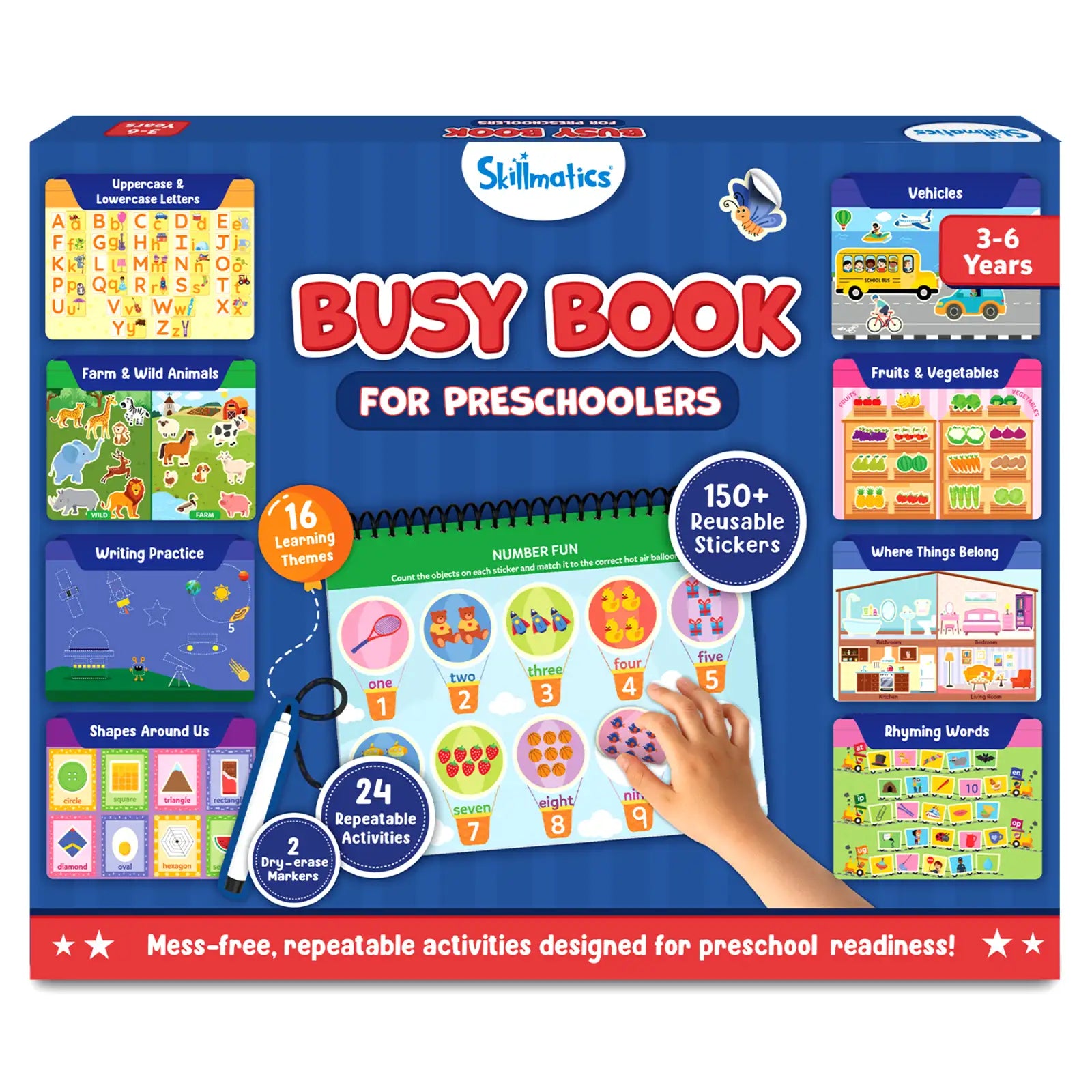 Skillmatics Montessori Busy Book for Toddlers – Preschool Learning Activities, 150+ Reusable Stickers