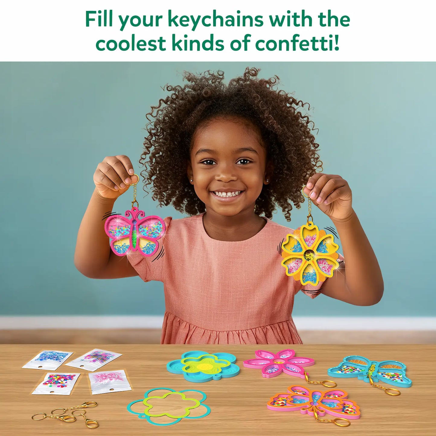 Shake-its: Flowers & Butterflies | DIY Craft Kit with Keychains (ages 4-9)