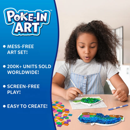 Poke-in art set for kids featuring underwater animal designs, mess-free craft activity