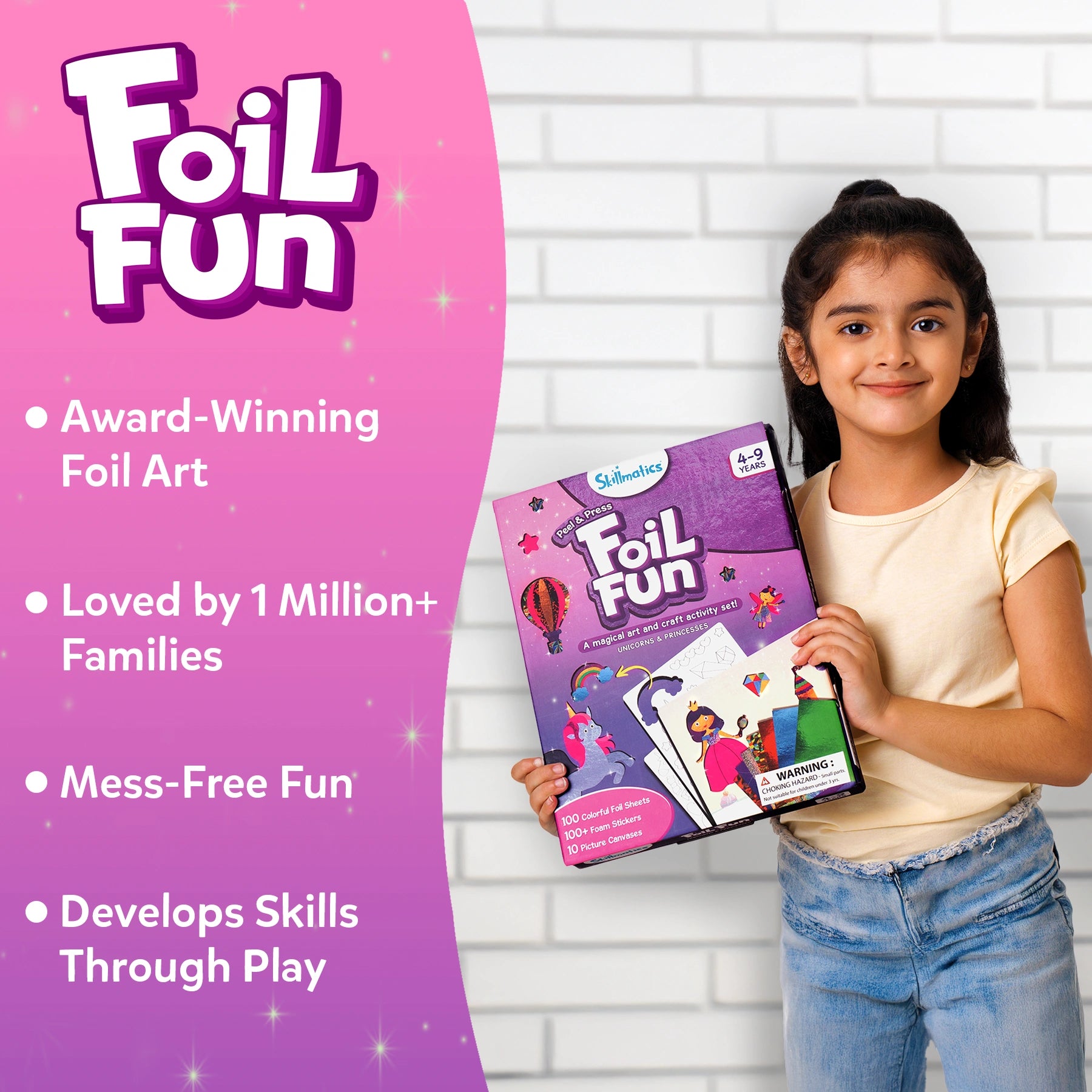 Foil Art Kit for Children featuring Unicorn and Princess themes from Foil Fun product