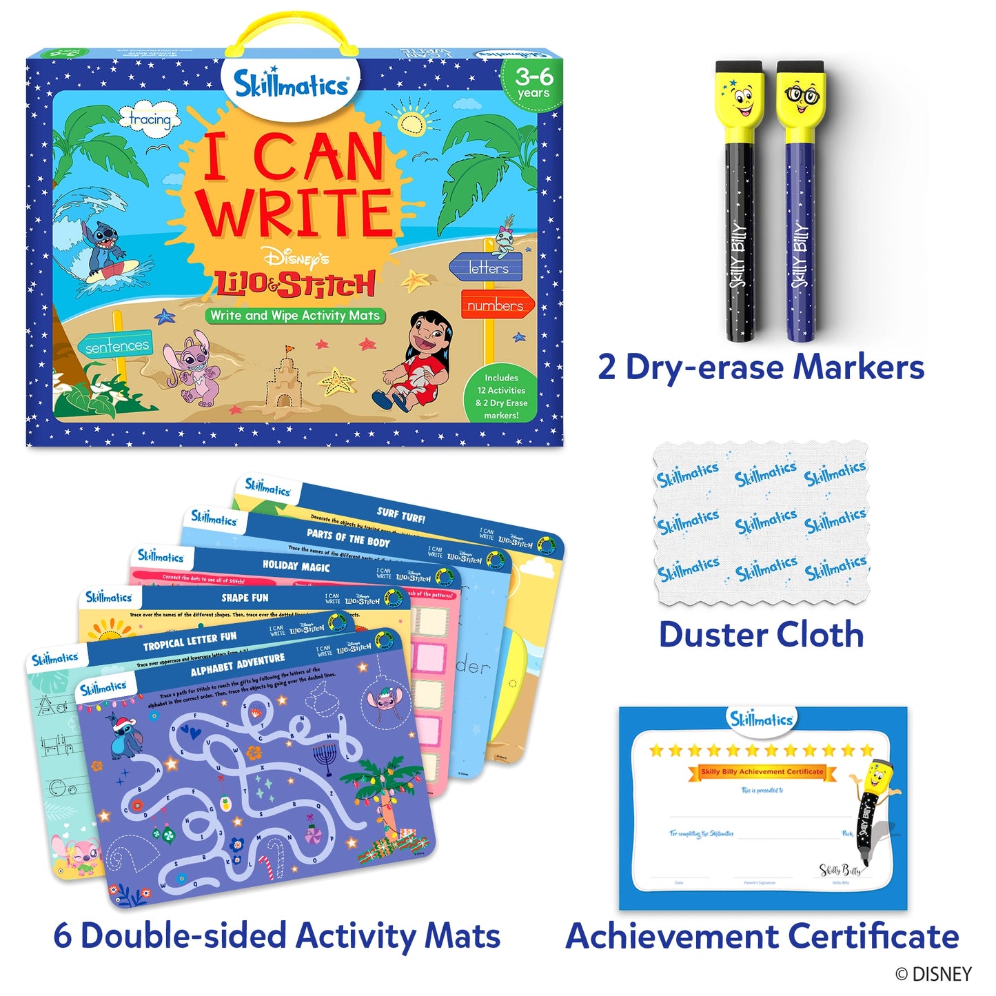 I Can Write Disney’s Lilo & Stitch reusable activity mats for preschool learning