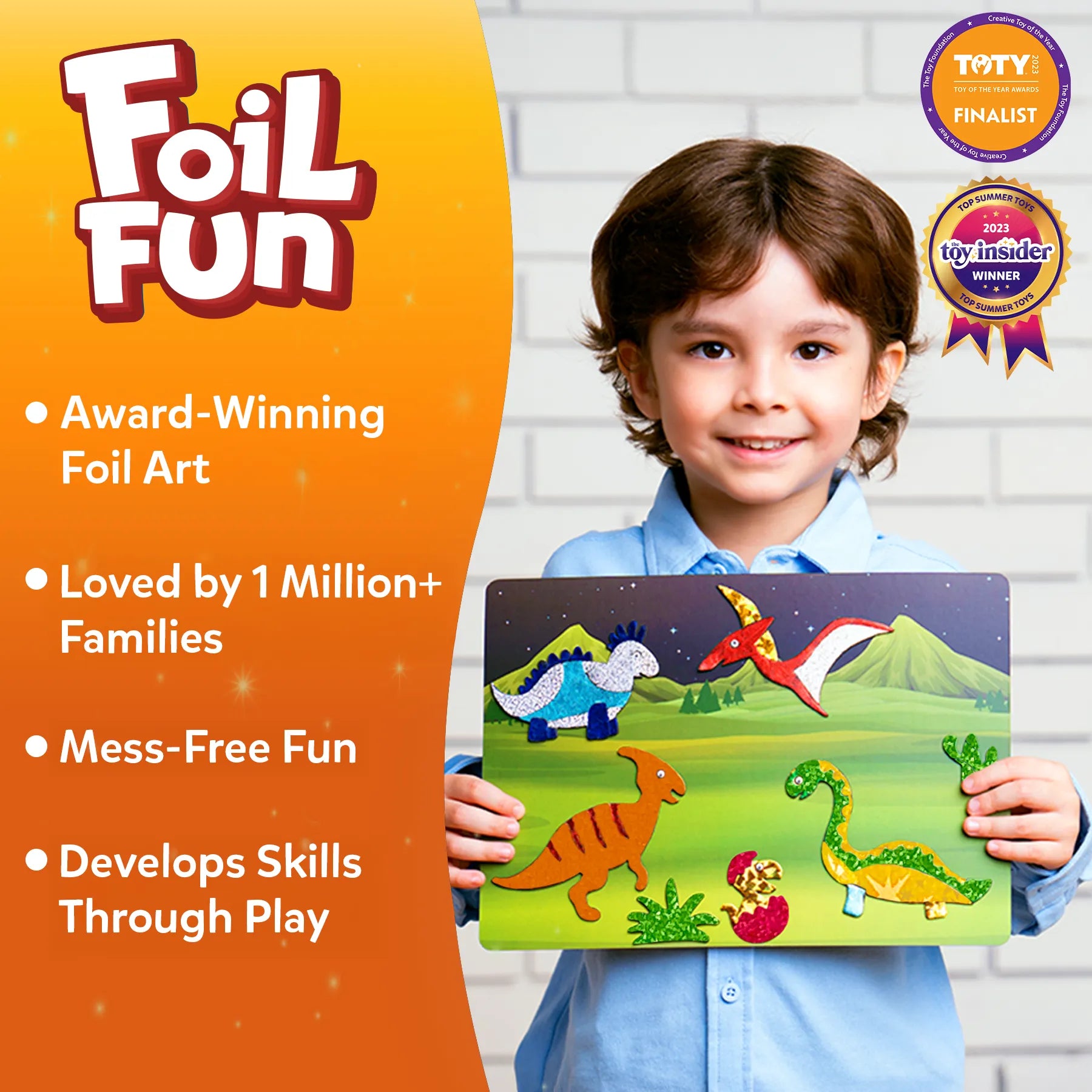 Foil art dinosaur craft kit for kids ages 4-9 from Foil Fun World Of Dinosaurs