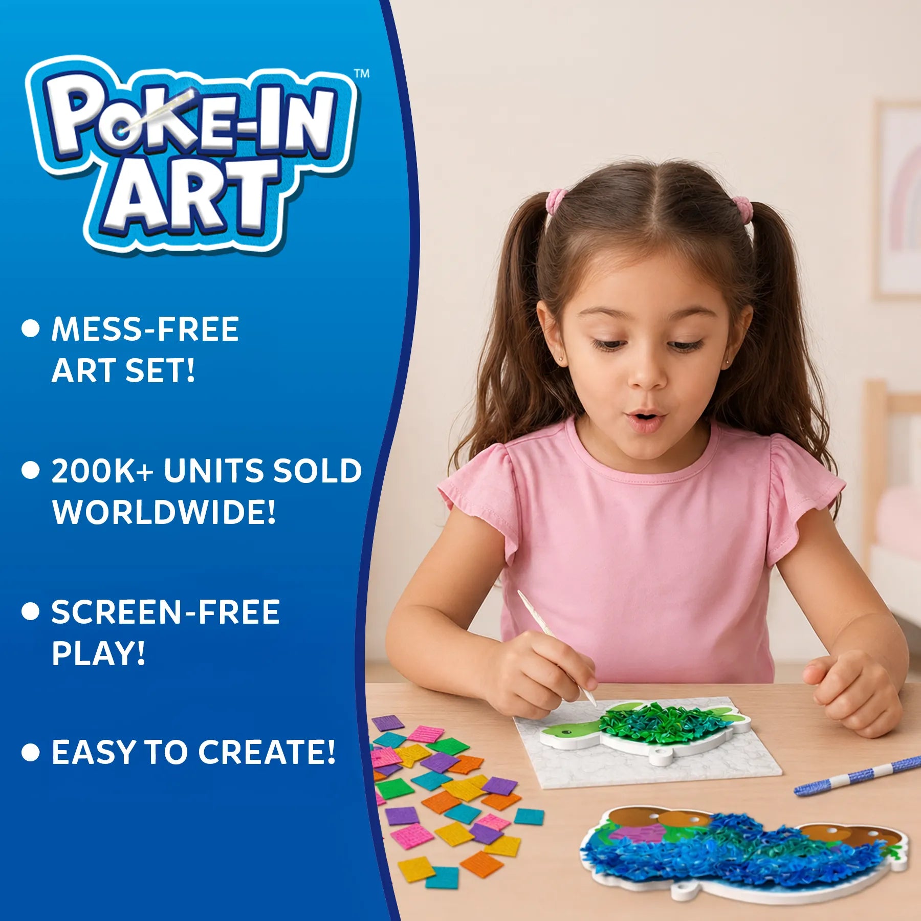 Poke-in art set for kids featuring underwater animal designs, mess-free craft activity