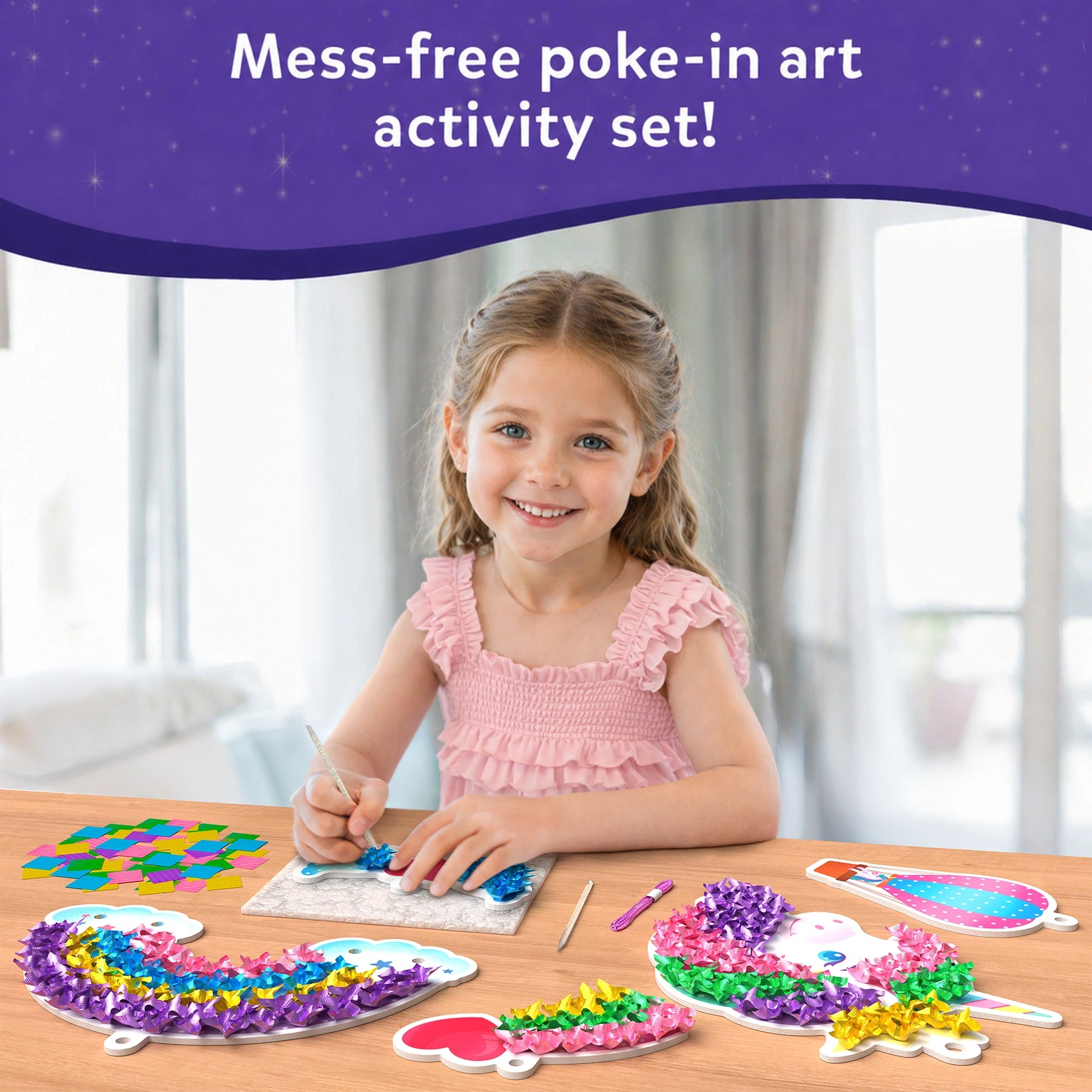 Poke-in Art Magical Unicorn Dream Decor set for mess-free creative fun for kids