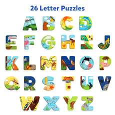 Animal-themed alphabet puzzle for kids aged 3-6, educational jigsaw toy