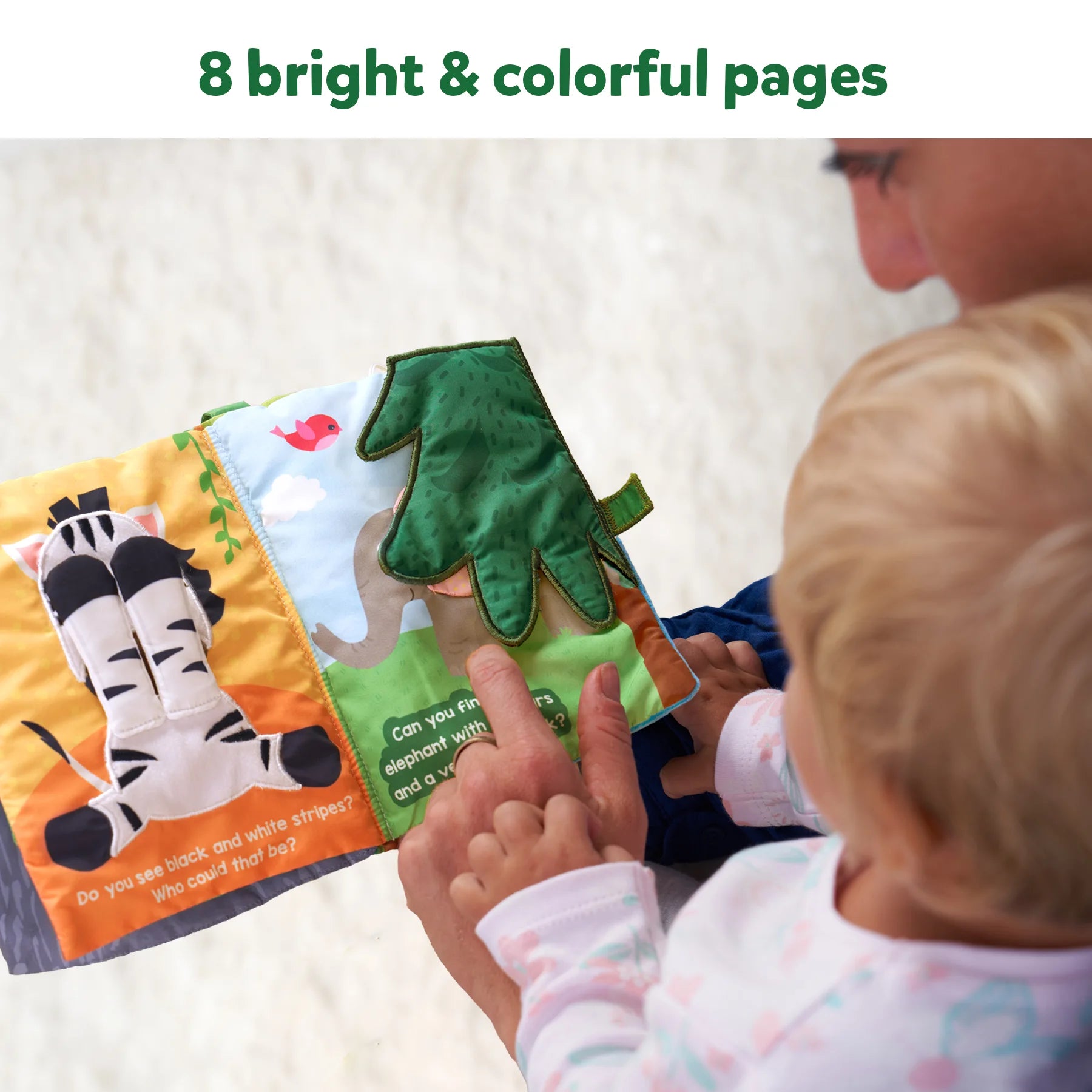 Colorful soft children’s jungle-themed interactive cloth book for babies 6 months+