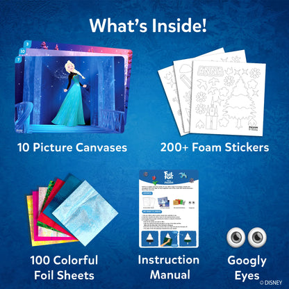 Frozen-themed craft kit for kids ages 4-9 featuring foil art from Disney Frozen