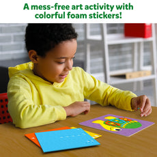Child’s foam sticker art activity featuring fun animal designs for ages 3-7