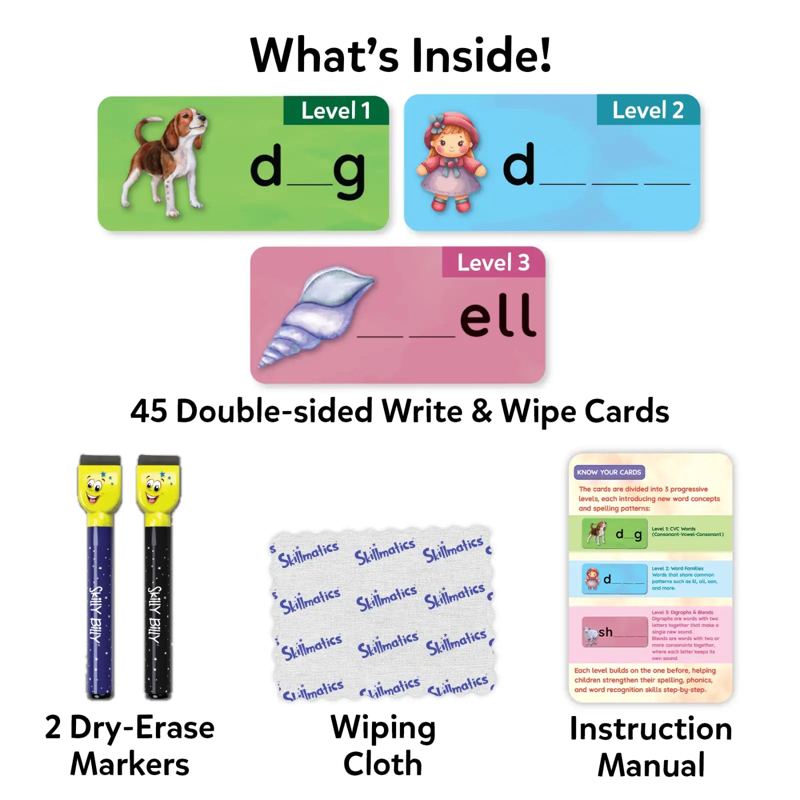 Spell Smarter | Spelling and Phonics Write & Wipe Cards (ages 4- 7)