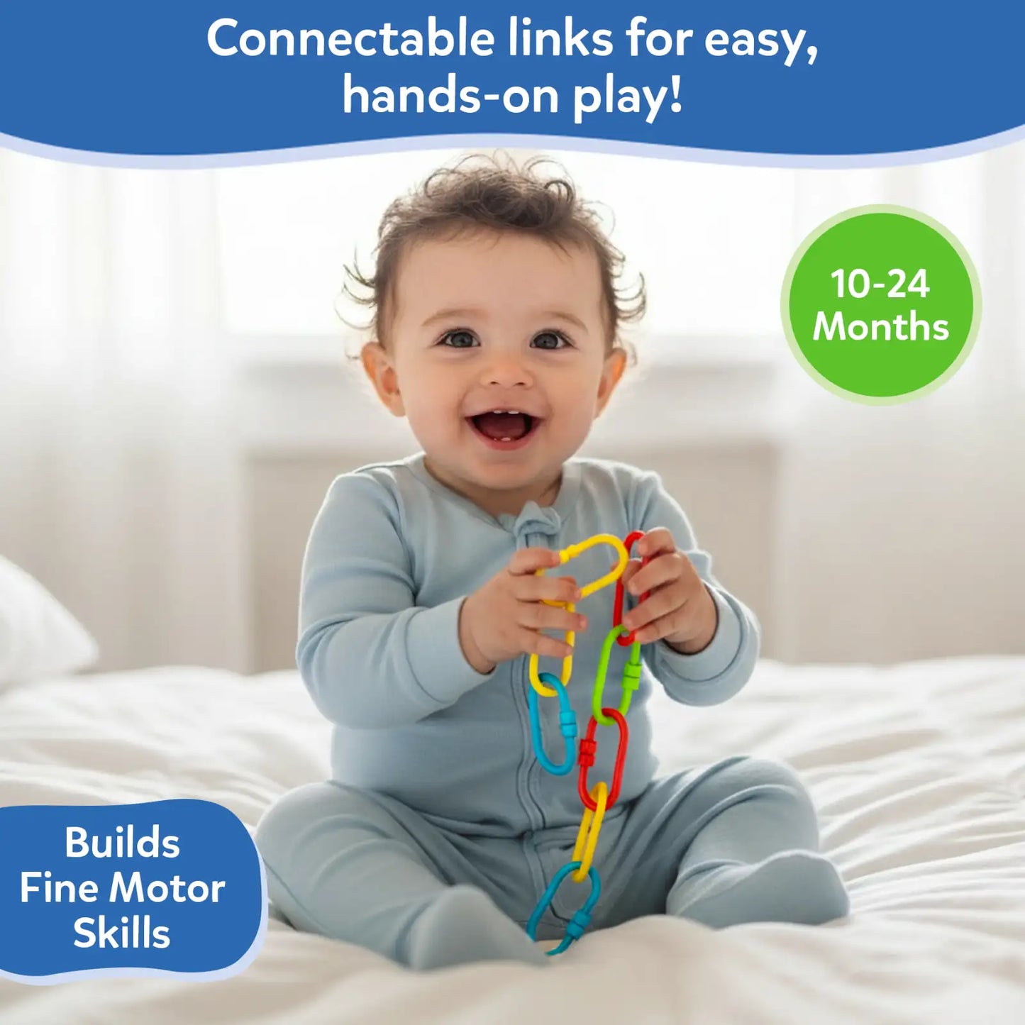 Linkies: Set of 15 Links | Connectable Learning Link Toy for Toddlers (10-24 months)