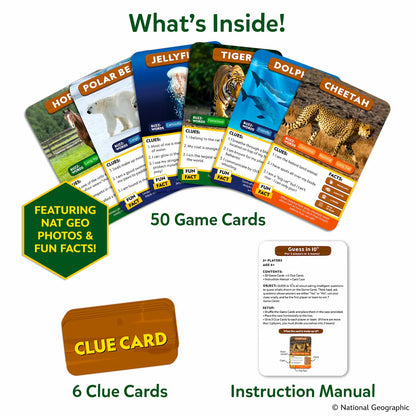 Guess in 10: National Geo Animals | Trivia Card Game (ages 6+)