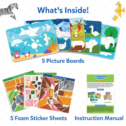 Tangram Twist: Amazing Animals | No mess sticker art (ages 4-7)