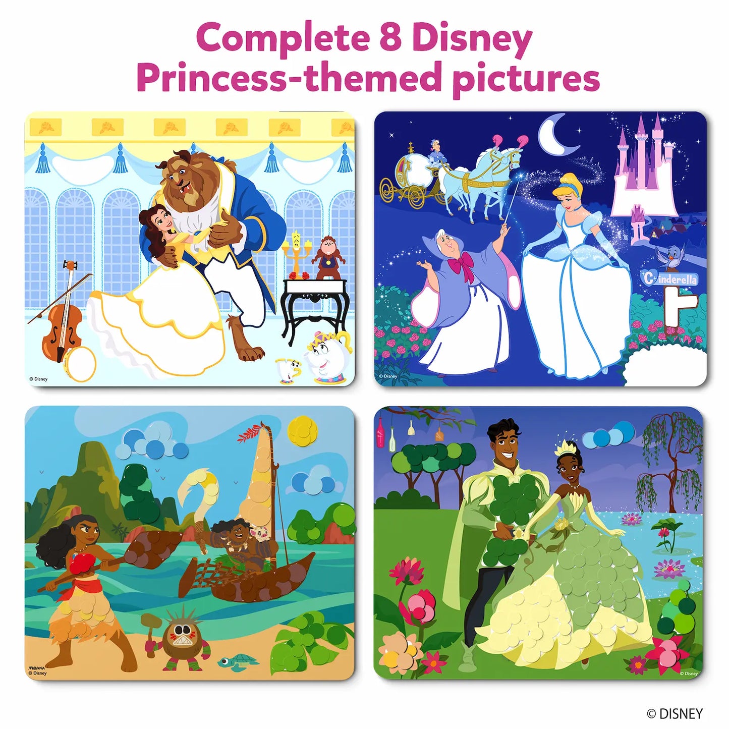 Disney Princess puzzle set from Dot it! No mess sticker art for kids ages 3-7