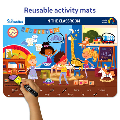 Educational activity mat for Search & Find Sight Words reusable learning game for ages 3-6