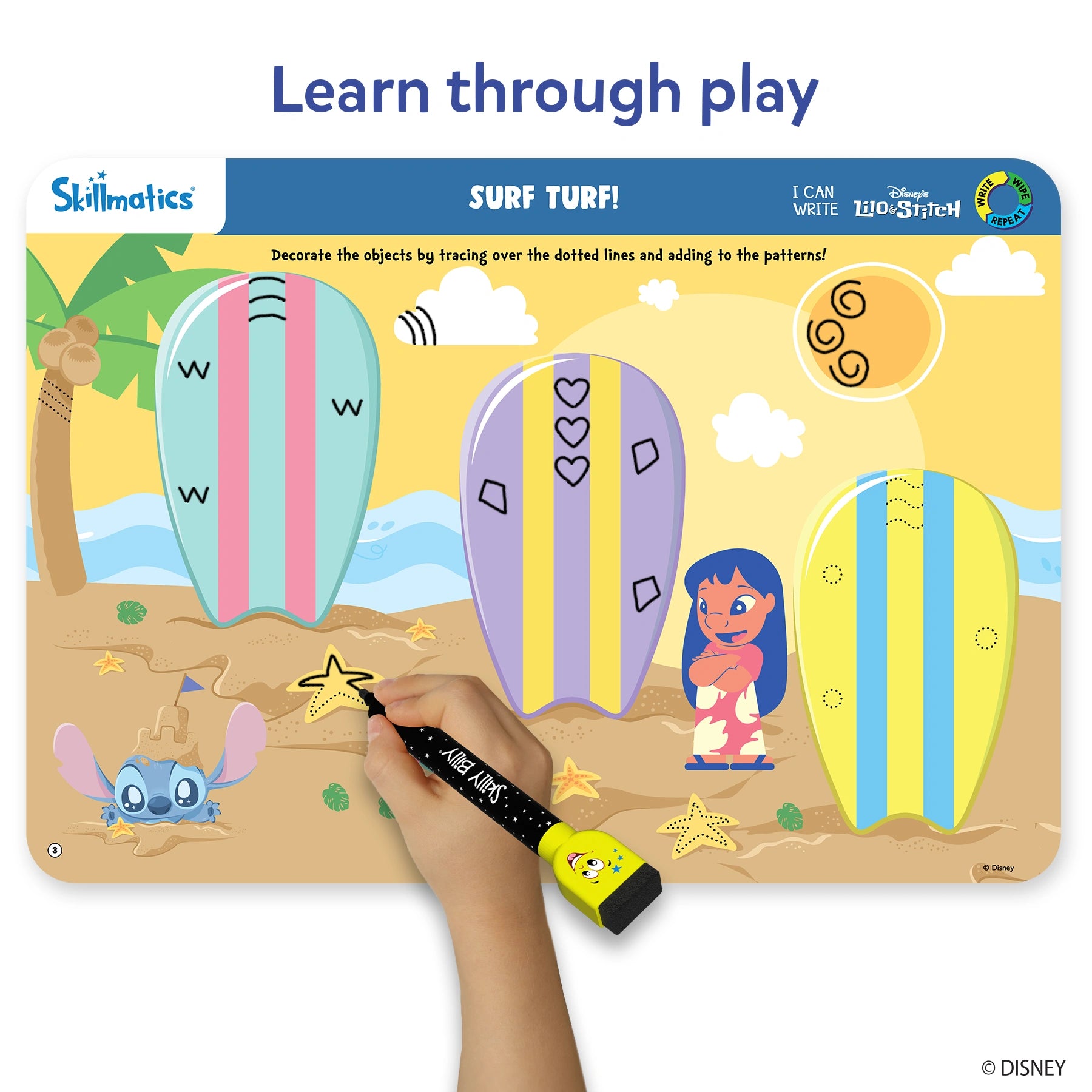 Disney-themed learning mat from I Can Write Disney’s Lilo & Stitch reusable activity mats