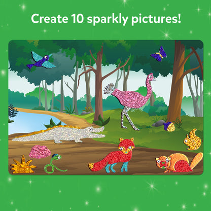 Sparkly animal sticker scene from Foil Fun World Of Animals No Mess Art Kit